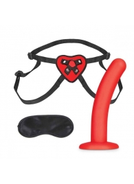 Красный поясной фаллоимитатор Red Heart Strap on Harness   5in Dildo Set - 12,25 см. - Lux Fetish - купить с доставкой в Благовещенске