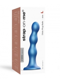 Голубая насадка Strap-On-Me Dildo Plug Balls size L - Strap-on-me - купить с доставкой в Благовещенске