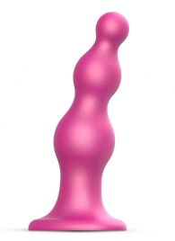 Розовая насадка Strap-On-Me Dildo Plug Beads size L - Strap-on-me - купить с доставкой в Благовещенске