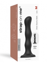 Черная насадка Strap-On-Me Dildo Geisha Balls size M - Strap-on-me - купить с доставкой в Благовещенске