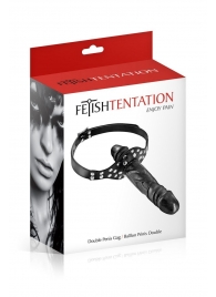 Черный кляп-фаллоимитатор Double Penis Gag - Fetish Tentation - купить с доставкой в Благовещенске