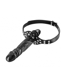Черный кляп-фаллоимитатор Double Penis Gag - Fetish Tentation - купить с доставкой в Благовещенске