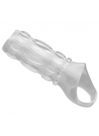 Насадка на пенис с кольцом для мошонки Clear Sensations Enhancer Sex Sleeve - 11,5 см. - XR Brands - в Благовещенске купить с доставкой