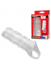 Насадка на пенис с кольцом для мошонки Clear Sensations Enhancer Sex Sleeve - 11,5 см. - XR Brands - в Благовещенске купить с доставкой