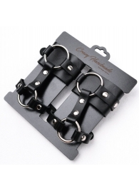 Черные наручники с креплением на кисть руки - Crazy Handmade - купить с доставкой в Благовещенске