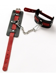 Черные оковы с красным декором и заклепками - Crazy Handmade - купить с доставкой в Благовещенске