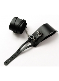 Черные кожаные оковы с креплением в виде веревочек - Crazy Handmade - купить с доставкой в Благовещенске