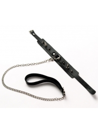 Черный ошейник с шипами и поводком - Crazy Handmade - купить с доставкой в Благовещенске