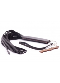 Черная кожаная плеть с удобной ручкой - 50 см. - Crazy Handmade - купить с доставкой в Благовещенске