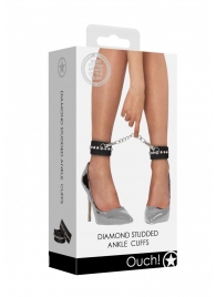 Черные поножи Diamond Studded Ankle Cuffs - Shots Media BV - купить с доставкой в Благовещенске