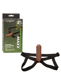 Коричневый фаллопротез из силикона Extension with Harness - 15,75 см. - California Exotic Novelties - купить с доставкой в Благовещенске