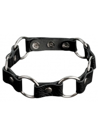 Кожаный черный ошейник с кольцами - Sitabella - купить с доставкой в Благовещенске