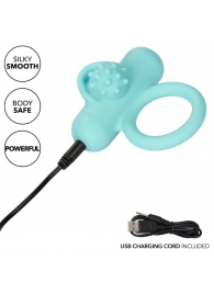 Аквамариновое эрекционное виброкольцо Silicone Rechargeable Nubby Lover’s Delight - California Exotic Novelties - в Благовещенске купить с доставкой