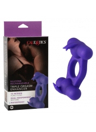 Фиолетовое эрекционное виброкольцо с двумя моторами Silicone Rechargeable Triple Orgasm Enhancer - California Exotic Novelties - в Благовещенске купить с доставкой