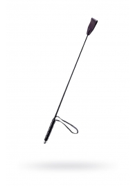 Чёрный стек с кожаной ручкой - 58 см. - Sitabella - купить с доставкой в Благовещенске