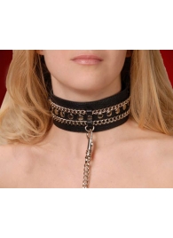 Чёрный ошейник с цепочками и поводком - Sitabella - купить с доставкой в Благовещенске
