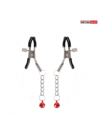 Серебристые зажимы на соски с шариками на цепочках - Notabu - купить с доставкой в Благовещенске