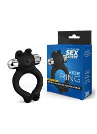 Черное силиконовое эрекционное виброкольцо Sex Expert - Sex Expert - в Благовещенске купить с доставкой