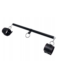 Черная распорка для ног с кожаными манжетами - Pecado - купить с доставкой в Благовещенске