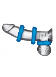 Комплект из трех голубых эрекционных колец 3-Pack Ribbed Rider Cock Ring Set - BlueLine - в Благовещенске купить с доставкой