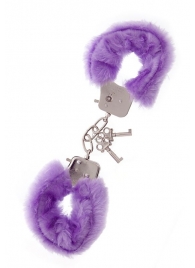 Фиолетовые меховые наручники METAL HANDCUFF WITH PLUSH LAVENDER - Dream Toys - купить с доставкой в Благовещенске