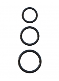 Набор из трех черных эрекционных колец Silicone 3-Ring Stamina Set - Pipedream - в Благовещенске купить с доставкой