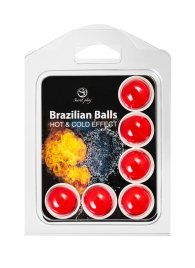 Набор из 6 шариков с массажным маслом Brazilian Balls с охлаждающим и разогревающим эффектом - Secret Play - купить с доставкой в Благовещенске