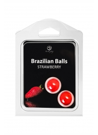 Набор из 2 шариков с массажным маслом Brazilian Balls с ароматом клубники - Secret Play - купить с доставкой в Благовещенске