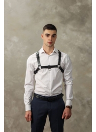 Черная мужская кожаная портупея №4 - БДСМ Арсенал - купить с доставкой в Благовещенске