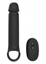 Черная насадка-удлинитель с вибрацией Vibrating Extender With Remote - Dream Toys - в Благовещенске купить с доставкой