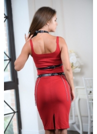 Черно-серебристая портупея-юбка plus size с цепочками - БДСМ Арсенал - купить с доставкой в Благовещенске