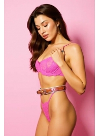 Эффектный розовый пояс из голографической эко-кожи - БДСМ Арсенал - купить с доставкой в Благовещенске