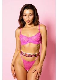 Эффектный розовый пояс из голографической эко-кожи - БДСМ Арсенал - купить с доставкой в Благовещенске