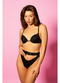 Эффектный черный пояс из лаковой эко-кожи - БДСМ Арсенал - купить с доставкой в Благовещенске