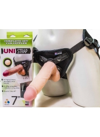 Страпон-унисекс с двумя насадками UNI strap 7  Harness - 19 и 16 см. - LOVETOY (А-Полимер) - купить с доставкой в Благовещенске