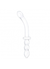 Изогнутый стеклянный фаллоимитатор 12’’ Girthy Ribbed G-Spot Glass Dildo With Handle Grip Double Ended - 30 см. - Glas