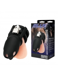 Черная клетка для пениса Silicone Small 2 in Cock Cage With Ball Divider - BlueLine - купить с доставкой в Благовещенске