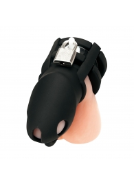 Черная клетка для пениса Silicone Small 2 in Cock Cage With Ball Divider - BlueLine - купить с доставкой в Благовещенске