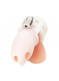 Белая клетка для пениса Silicone Small 2 in Cock Cage With Ball Divider - BlueLine - купить с доставкой в Благовещенске