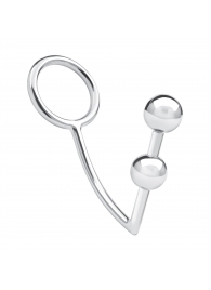 Кольцо на пенис с анальным стимулятором Two Bead Stainless Steel Anal Hook   Cock Ring - BlueLine - в Благовещенске купить с доставкой
