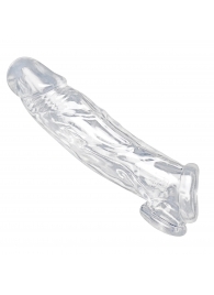 Прозрачная насадка для увеличения члена Realistic Clear Penis Enhancer and Ball Stretcher - 20,3 см. - XR Brands - в Благовещенске купить с доставкой