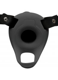 Черный полый страпон с вибрацией 2’’ Erection 28X Smooth Vibrating Silicone Penis Sheath - XR Brands - купить с доставкой в Благовещенске
