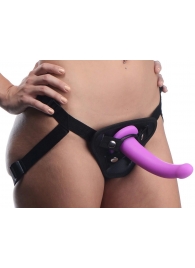 Лиловый поясной страпон Navigator Silicone G-Spot Dildo with Harness - 17,8 см. - XR Brands - купить с доставкой в Благовещенске