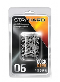 Прозрачная насадка с объёмными чёрточками STAY HARD COCK SLEEVE 06 CLEAR - Blush Novelties - в Благовещенске купить с доставкой