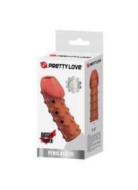 Телесная открытая насадка на пенис с бугорками - 19,8 см. - Baile - в Благовещенске купить с доставкой