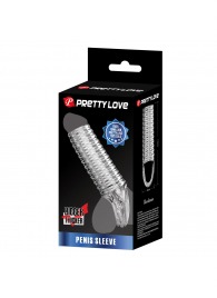 Прозрачная насадка на пенис с ребрышками и подхватом мошонки - Baile - в Благовещенске купить с доставкой