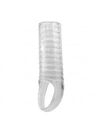 Прозрачная насадка на пенис с ребрышками и подхватом мошонки - Baile - в Благовещенске купить с доставкой