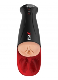 Телесный мастурбатор-вагина в черной колбе с вибрацией Fuck-O-Matic Pro XL - Pipedream - в Благовещенске купить с доставкой