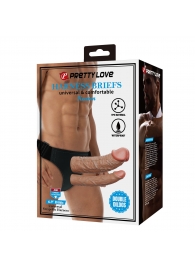 Темно-бежевый фаллопротез для двойного проникновения - 17,5 см. - Baile - купить с доставкой в Благовещенске