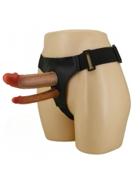 Темно-бежевый фаллопротез для двойного проникновения - 17,5 см. - Baile - купить с доставкой в Благовещенске